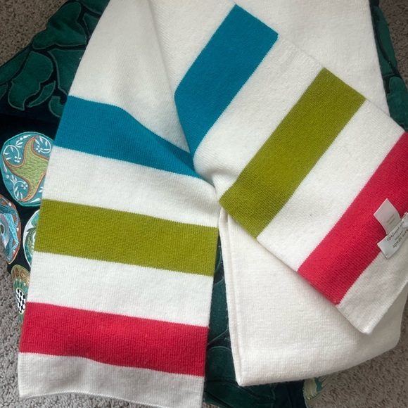 NWT Beige Cream Kate Spade Hudson Striped Scarf ? w/ Coral Red ? Bow main image 6